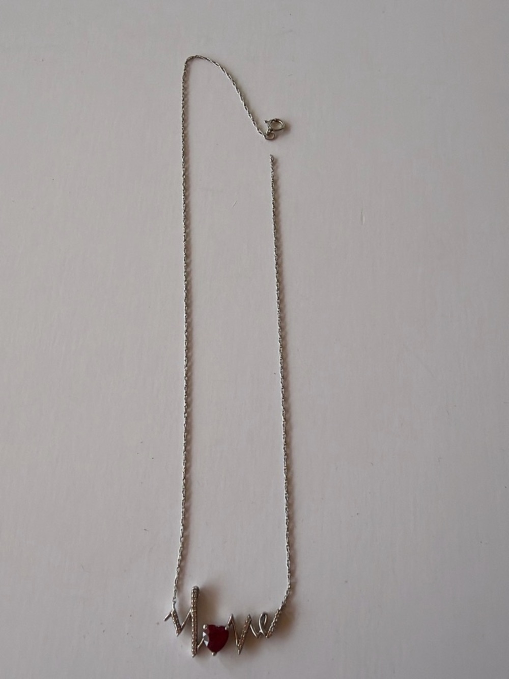 Kay Jewelers Silver-tone 'Love' Necklace with Red Heart